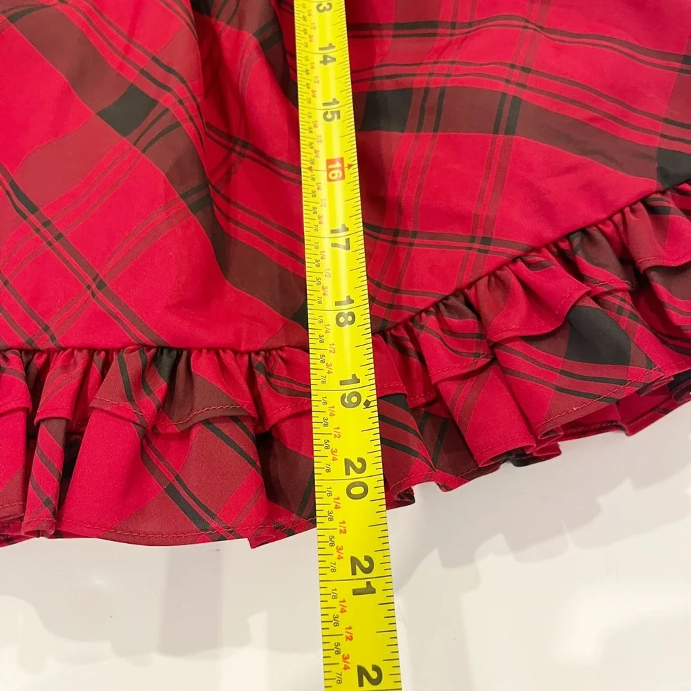 Ralph Lauren Girls Red Black Plaid Ruffle Holiday Dress Formal Size 24M